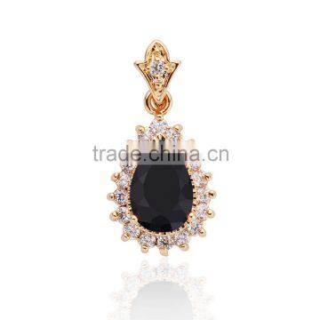 2016 Rellecona black zircon pendant necklace 18k yellow gold plated jewelry