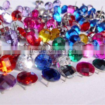 12 mm bulk colorful crystal glass rhinestone push pins button