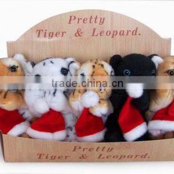 High Quality Factory Wholesale Realistic Christmas Plush Cradle Brown Tiger With Christmas Cap photo-2