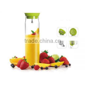 Wholesale foldable fruit water bottle infuser infuser with color silicon lid N6235