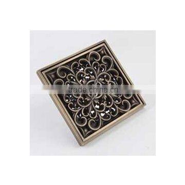 New Arrival Flower Carved Brass Bathroom Wetroom Floor Square Shower DraiTrap Waste Grate With Hair Strainer