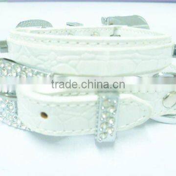 Personalised PU dog collar,durable dog collar with rhinestone shiny buckle