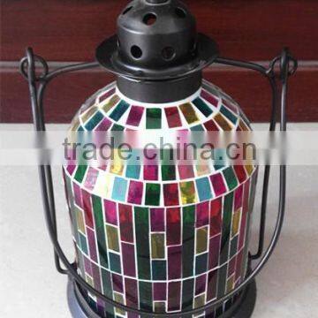 White Glass mosaic lantern ,Hanging Candle lantern,ZIbo,Shandong