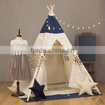 100% Cotton Canvas Kids Playing Teepee With Windows