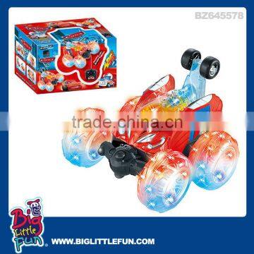 Flip stunt car remote control toy with flashing light