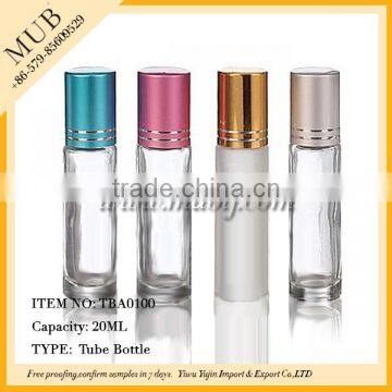 Round 10ml 20ml roll on glass bottle empty clear roll on glass bottle with aluminum cap