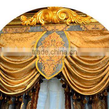 European Luxury Gold and Blue Embroidery Chenille Cloth Blackout Valance Curtain photo-4