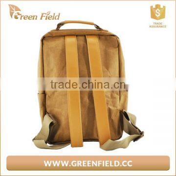 Washable Kraft Paper Comfortable Backpack Hot Sell Brown Kraft Paper High School Backpack photo-4