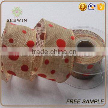 Cheap Wholesale Dot Polyester Linen Fabric for Gift Ribbon