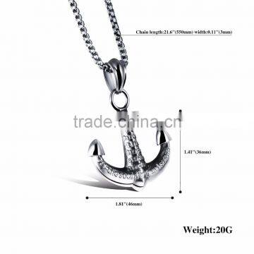 2017 Fashion Jewelry Mens Gold Anchor Necklace Men Stainless Steel Hook Pendant photo-5