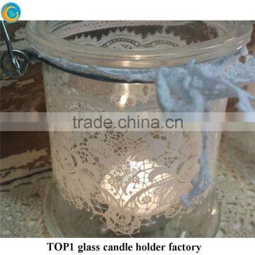 Glass Candle Holder With Metal Trim photo-6