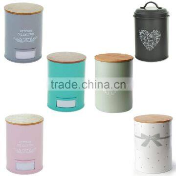 Colorful Canister With Wood Lid photo-2