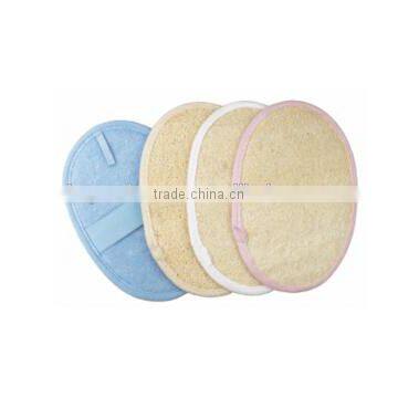 Oval loofah pad terry back