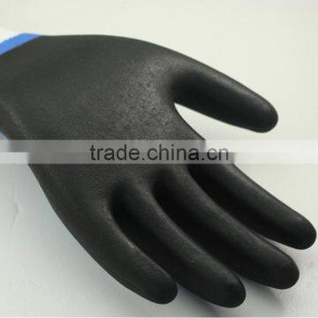 NMSAFETY EN388 3121 13 Gauge Knit Nylon Liner Double Coated Blue and Black Foam Nitrile on Palm Safety Work Gloves photo-4