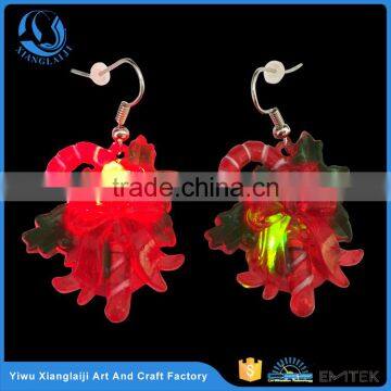 Christmas party candy cane glow in dark blinking earrings