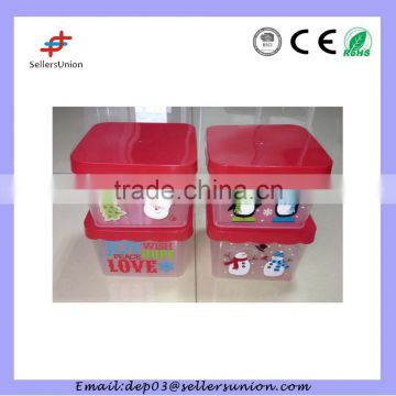 Square Christmas plastic container with lid