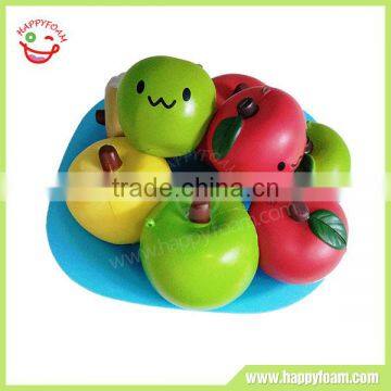 Smily apple PU foam material squishy sticky fruit slow rebound stress toy