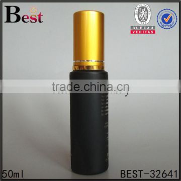 50ml Hot Products Hot Stamping Black Frosted Glass Bottle With Gold Aluminum Pump and Cover for Lotion Cosmetic Packaging photo-3