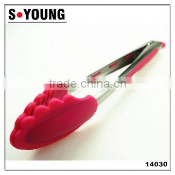 14030 12inch New Hand Shape Barbecue Grill Tongs Silicone Kitchen Serving Locking Food Tong photo-2