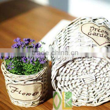 Handmade Decorative Metal Wicker Baskets for Flowers