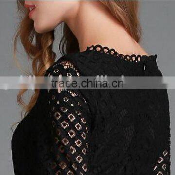 2016 Spring Women Lace Hollow Out Long Dresses Bohemian Femme Sexy Slim Party Dress Vestido photo-5