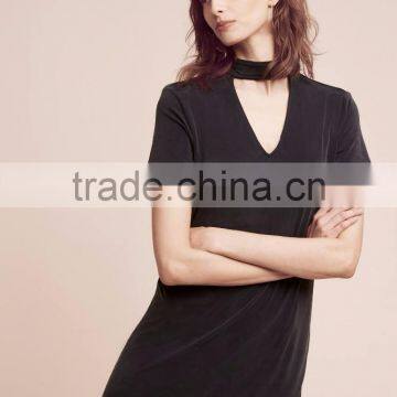 summer woman dress latest design choker neck T-shirt dress