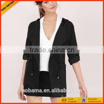 Women Casual 2017 New Type Ladies Long Sleeve Style Black Anorak