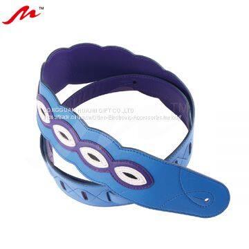 New design bule /yellow/ leather top with purple backing adjustable guitar strap