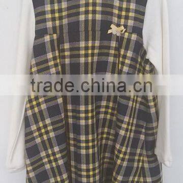 2016 Cute Baby Girls Grid Long Sleeve Dress for Autumn