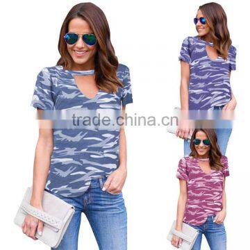 womens girls summer short sleeves camo blouse camo tops camo t-shirts