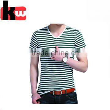 OEM Shirts 100% Cotton Men's Yard-dyed V-neck T-Shirt