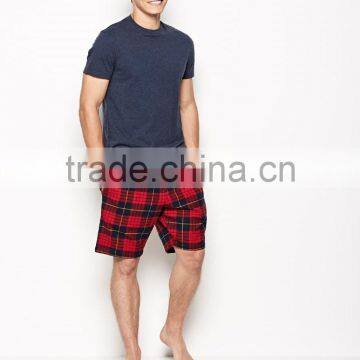 Short Sleeves Blank Tops and Checked Pants Pyjamas Men photo-3