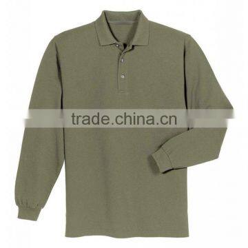 Wholesale Custom 100% Cotton Pique Mens Long Sleeve Polo Shirt photo-4