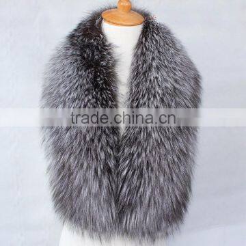 Myfur Top Quality Natural Silver Fox Fur Coat Collar Wholesale Fur Hood