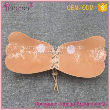 Hotsale Wing Shape Backless Invisible Strapless Front Closure Self-adhesive Push up Silicone Bra photo-2