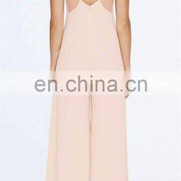 classical fashionable sleeveless V neck hollow front with long jumpsuit clothing