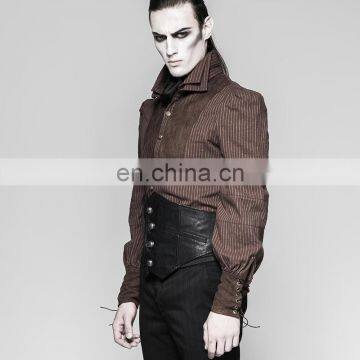 Men's Underbust Black Leather Buttoned Corsage Belt Punk Rave S-211 photo-3