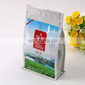 Moisture proof metallized plastic snack food packaging bag with flat bottom for tea food