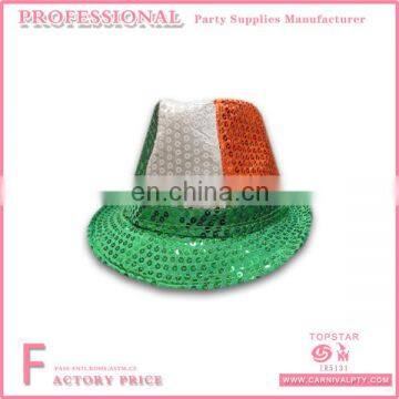 St. Patrick's Day Ireland Flag Irish Green Shamrock Sequin Cowboy Hat