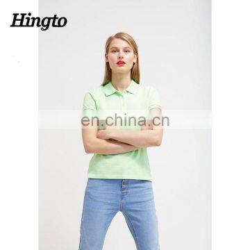 2016 new women 100% cotton polo t-shirts plain mint green design
