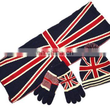 A028 Baby Kid Boy Girl Winter Knitted US Star,UK Hat+Scarf+Gloves 3Pieces Set photo-3