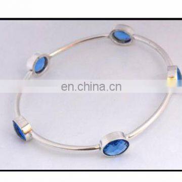 92.5 Silver Bangle Bracelet with Stones