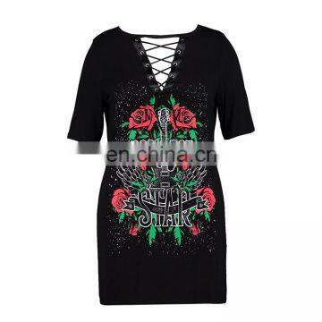 New Design Women Summer Casual Printed t Shirt Dress photo-3