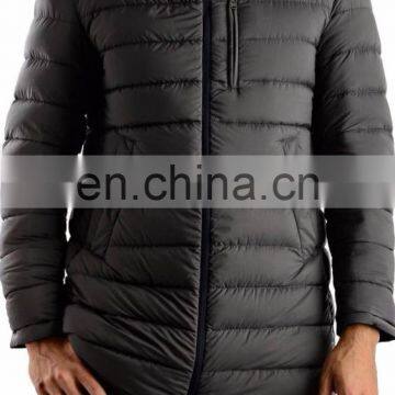 Long Reversible Black Single Breast Down Jacket With Contrast Grey Reverse for Men photo-3