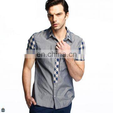 T-MSS021 Top Quality Splicing Slim Fit Casual Summer Style Fashion Men shirt