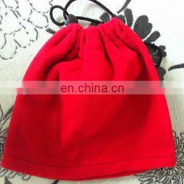 custom promotional red warm blank drawstring soft fleece hat