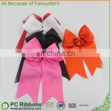 Small MOQ variety grosgrain cheer bows with elastic at back