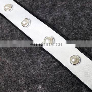Black and White Handmade Ribbon With Pearl Rivet in 2.6cm photo-5