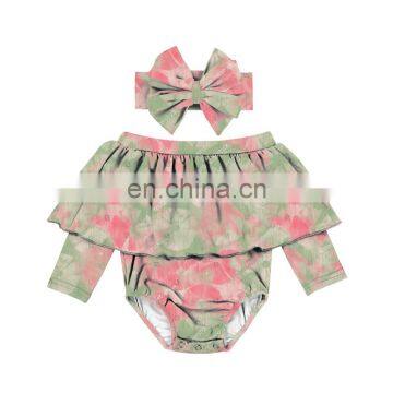 Baby Off Shoulder Bodysuit Fall Kids Clothing Tie Dye Romper photo-7