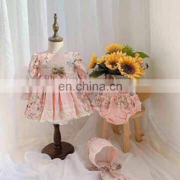 Baby Girl Summer Grey Vintage Spanish Lace Flowers England Princess Ball Gown Dress for Girl Party Casual